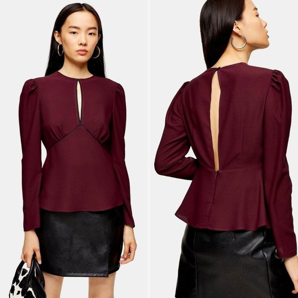 NEW Topshop AUSTIN Plain Deep Purple Blouse - Picture 1 of 9